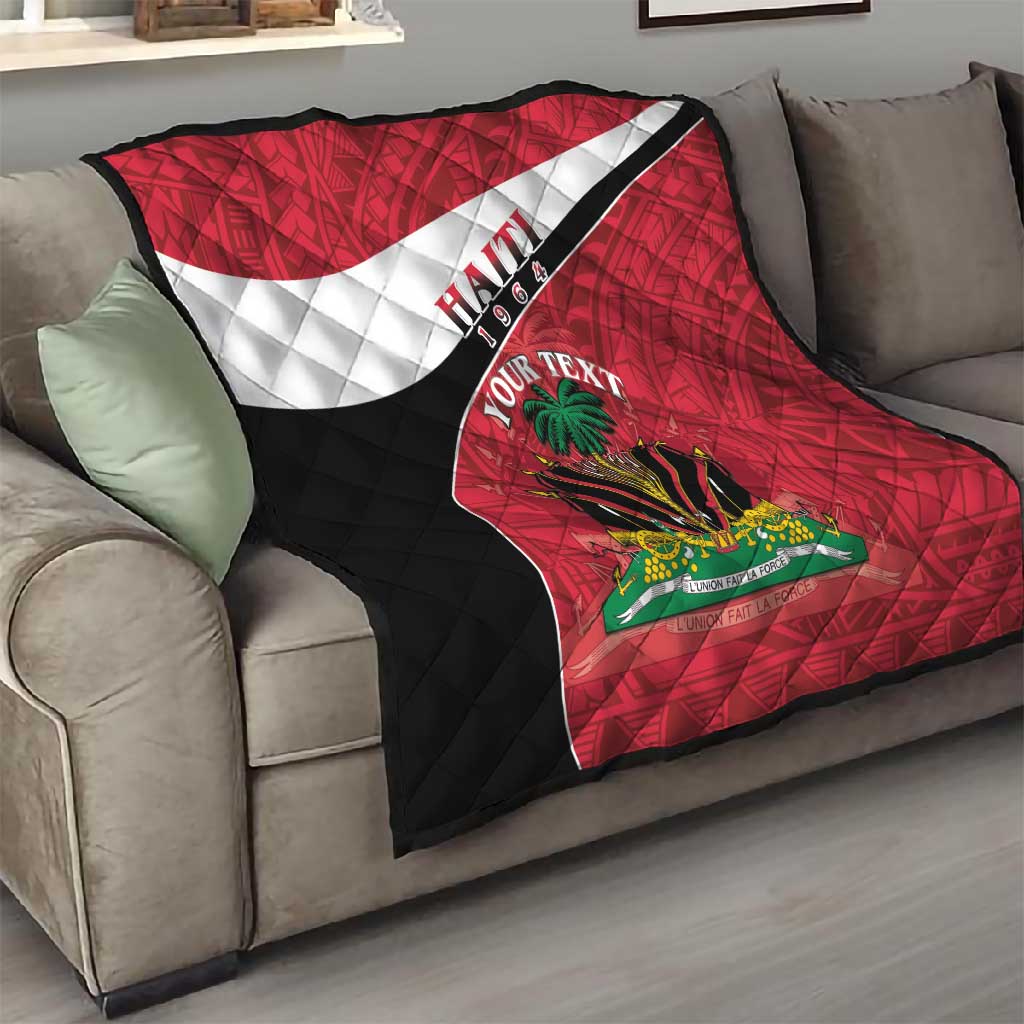 Personalized Haiti 1964 Quilt Coat Of Arms - Polynesian Style - African Pride