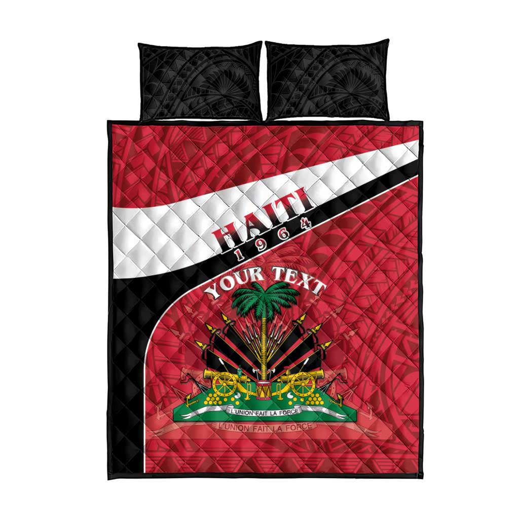 Personalized Haiti 1964 Quilt Bed Set Coat Of Arms - Polynesian Style - African Pride