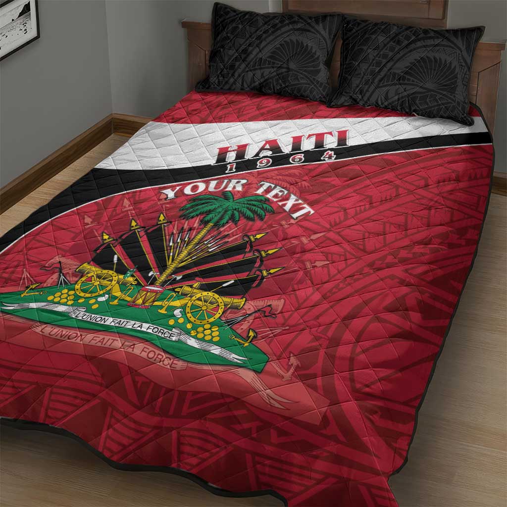 Personalized Haiti 1964 Quilt Bed Set Coat Of Arms - Polynesian Style - African Pride