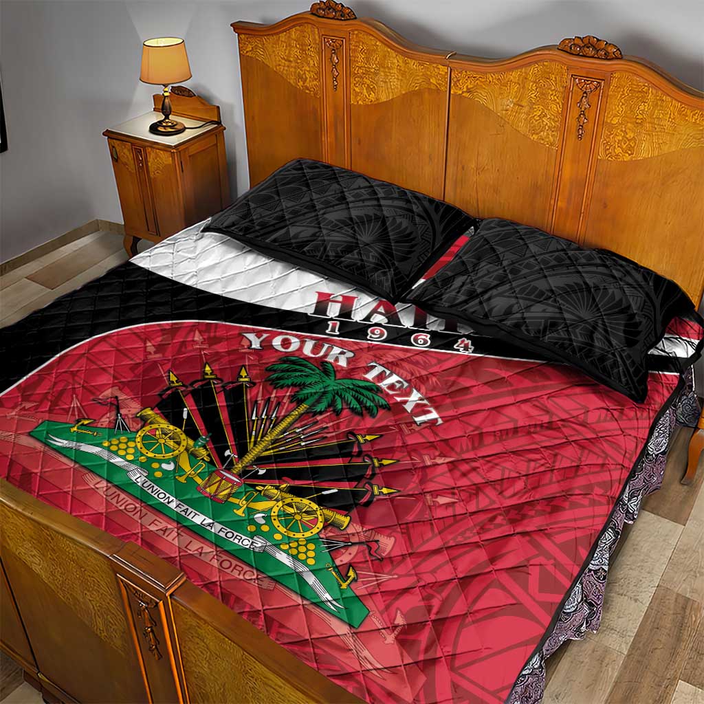 Personalized Haiti 1964 Quilt Bed Set Coat Of Arms - Polynesian Style - African Pride