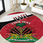 Personalized Haiti 1964 Round Carpet Coat Of Arms - Polynesian Style - African Pride