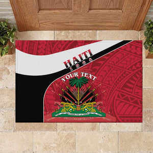 Personalized Haiti 1964 Rubber Doormat Coat Of Arms - Polynesian Style - African Pride