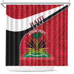 Personalized Haiti 1964 Shower Curtain Coat Of Arms - Polynesian Style - African Pride