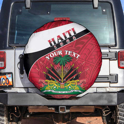 Personalized Haiti 1964 Spare Tire Cover Coat Of Arms - Polynesian Style - African Pride