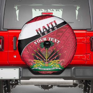 Personalized Haiti 1964 Spare Tire Cover Coat Of Arms - Polynesian Style - African Pride