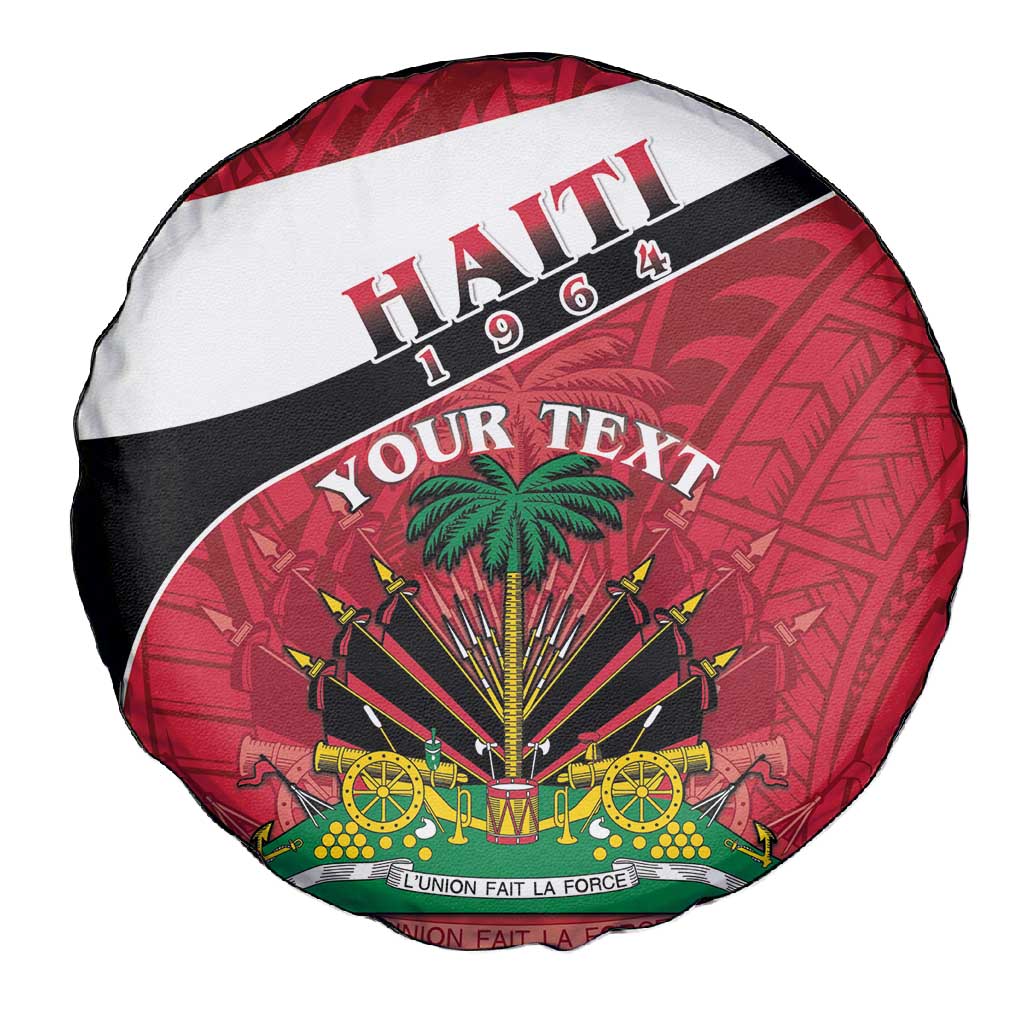 Personalized Haiti 1964 Spare Tire Cover Coat Of Arms - Polynesian Style - African Pride