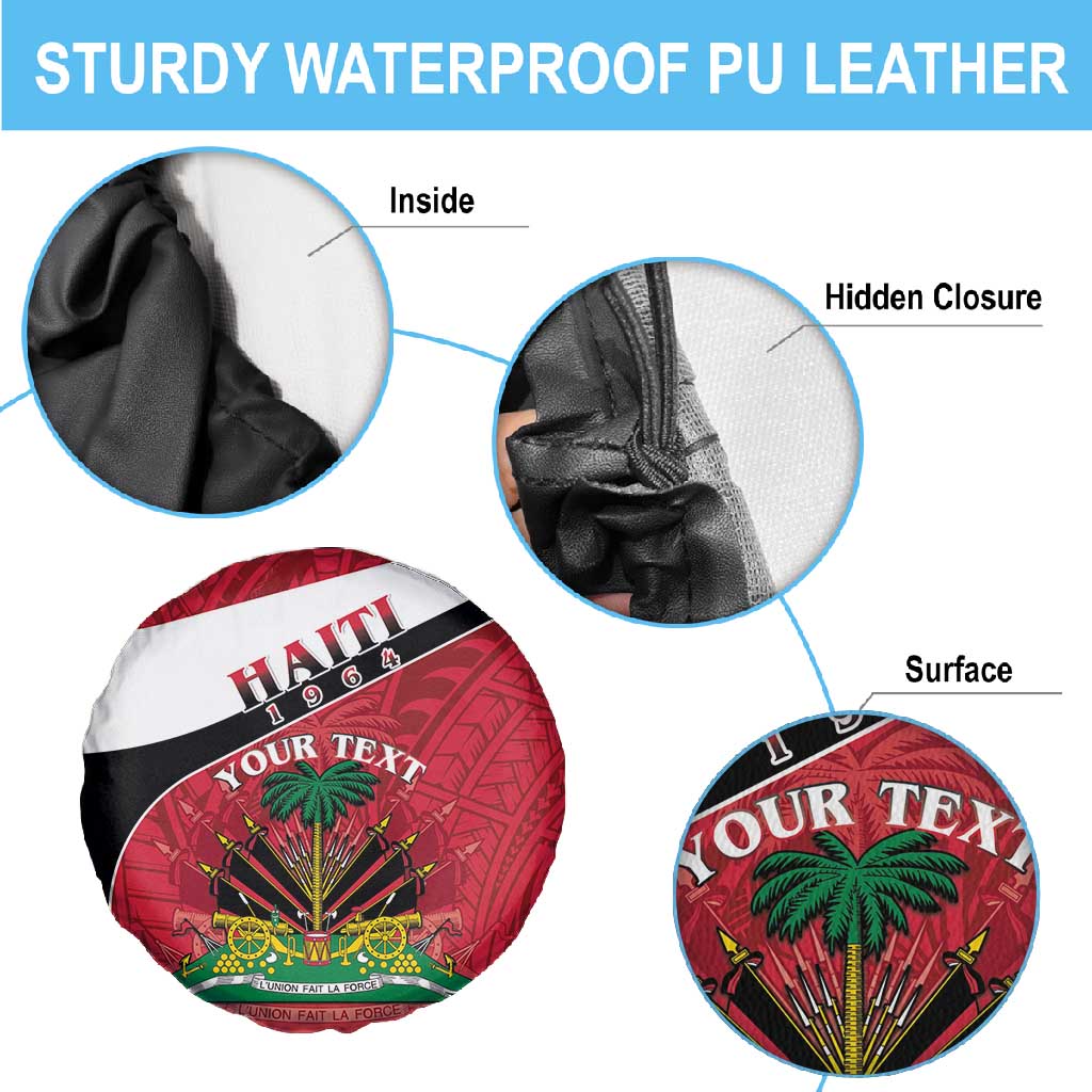 Personalized Haiti 1964 Spare Tire Cover Coat Of Arms - Polynesian Style - African Pride