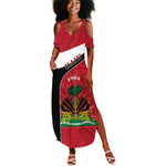 Personalized Haiti 1964 Summer Maxi Dress Coat Of Arms - Polynesian Style - African Pride