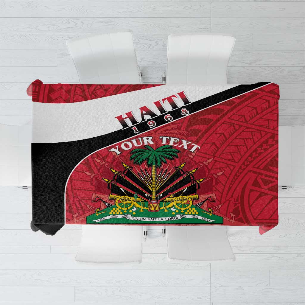 Personalized Haiti 1964 Tablecloth Coat Of Arms - Polynesian Style - African Pride