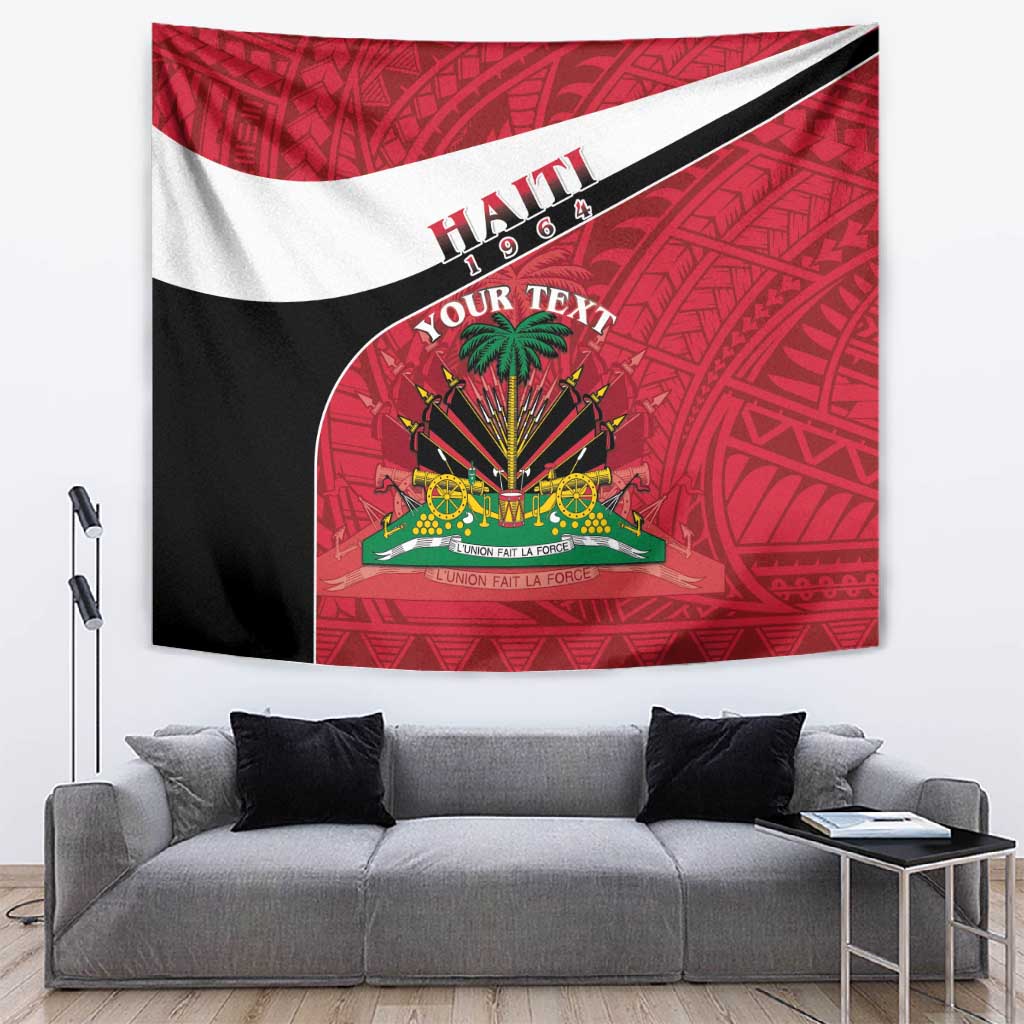 Personalized Haiti 1964 Tapestry Coat Of Arms - Polynesian Style - African Pride