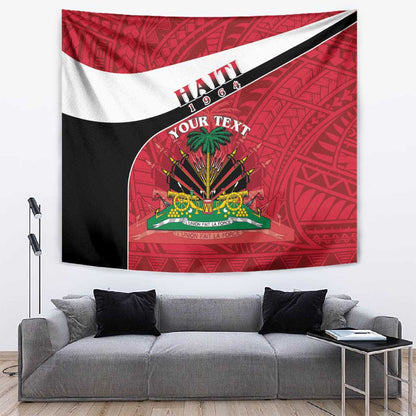 Personalized Haiti 1964 Tapestry Coat Of Arms - Polynesian Style - African Pride
