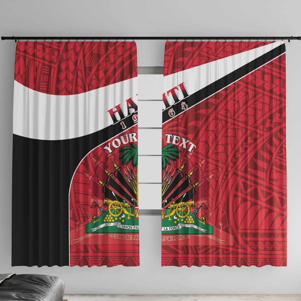 Personalized Haiti 1964 Window Curtain Coat Of Arms - Polynesian Style - African Pride