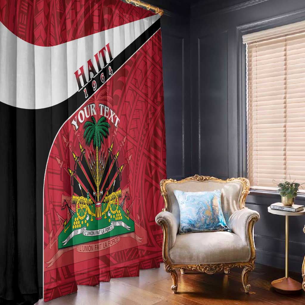 Personalized Haiti 1964 Window Curtain Coat Of Arms - Polynesian Style - African Pride