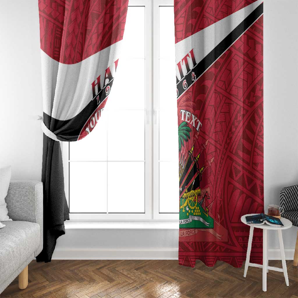 Personalized Haiti 1964 Window Curtain Coat Of Arms - Polynesian Style - African Pride