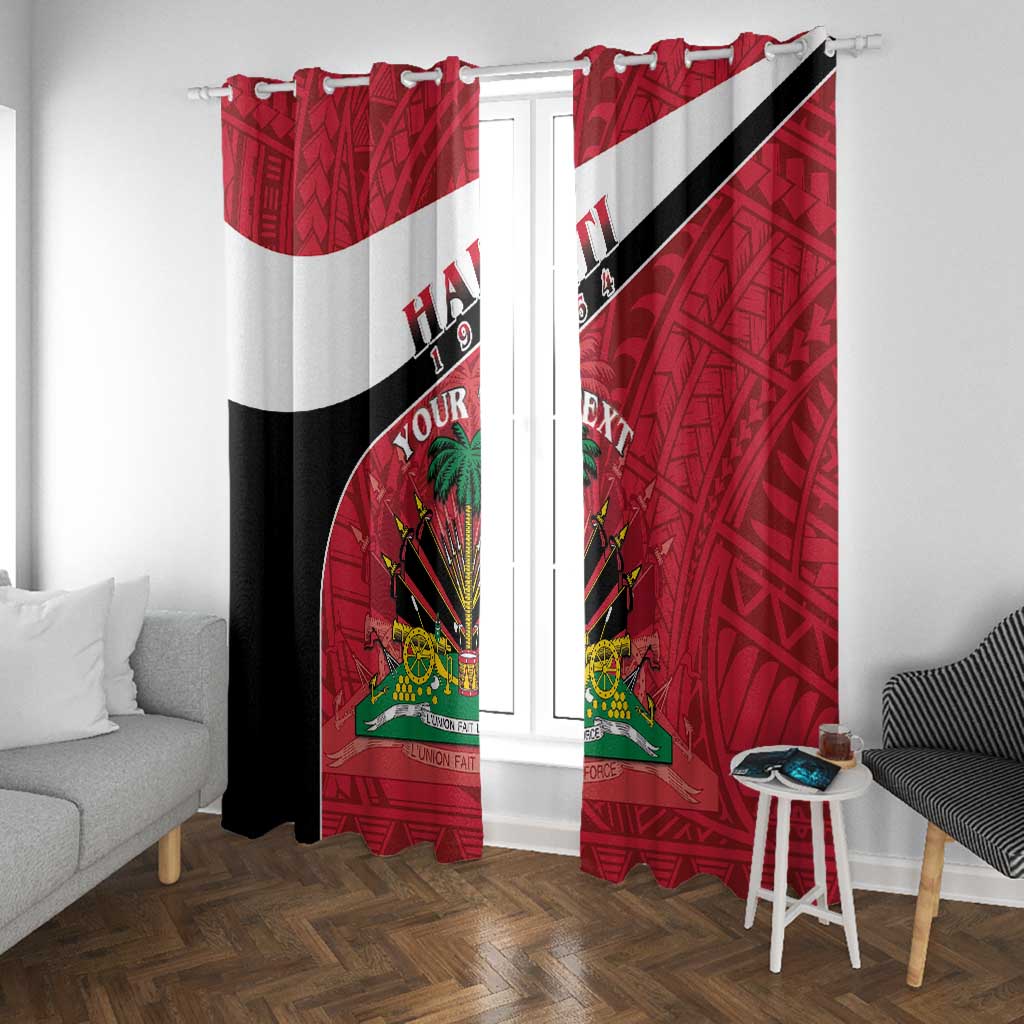 Personalized Haiti 1964 Window Curtain Coat Of Arms - Polynesian Style - African Pride