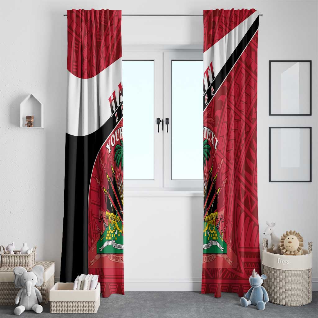 Personalized Haiti 1964 Window Curtain Coat Of Arms - Polynesian Style - African Pride