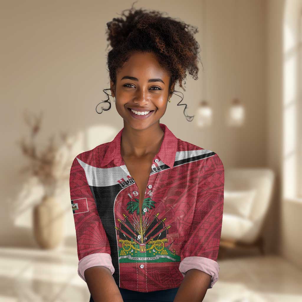 Personalized Haiti 1964 Women Casual Shirt Coat Of Arms - Polynesian Style - African Pride