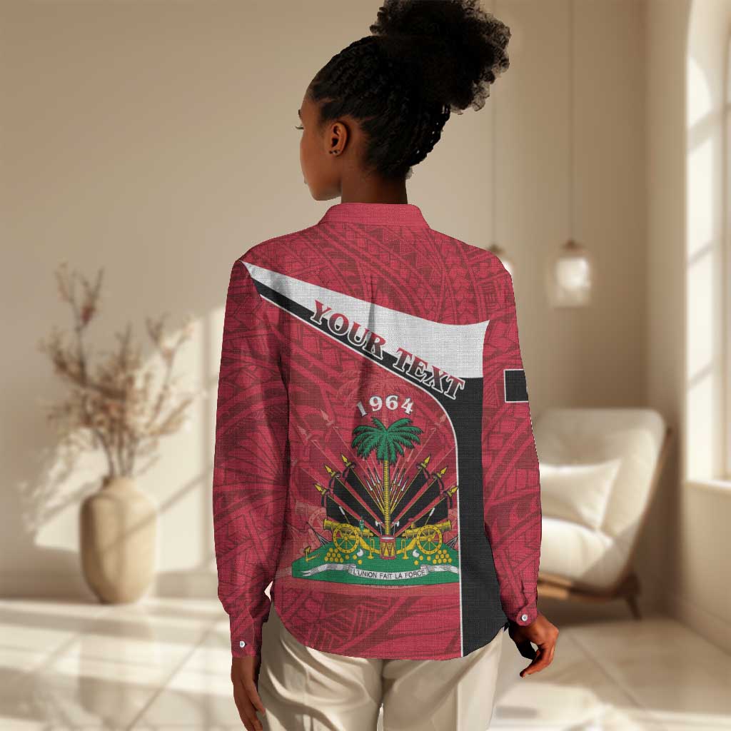 Personalized Haiti 1964 Women Casual Shirt Coat Of Arms - Polynesian Style - African Pride
