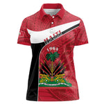 Personalized Haiti 1964 Women Polo Shirt Coat Of Arms - Polynesian Style - African Pride