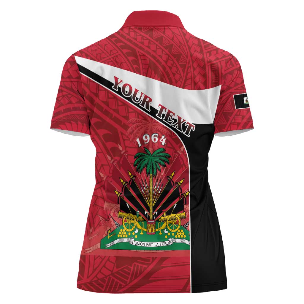 Personalized Haiti 1964 Women Polo Shirt Coat Of Arms - Polynesian Style - African Pride