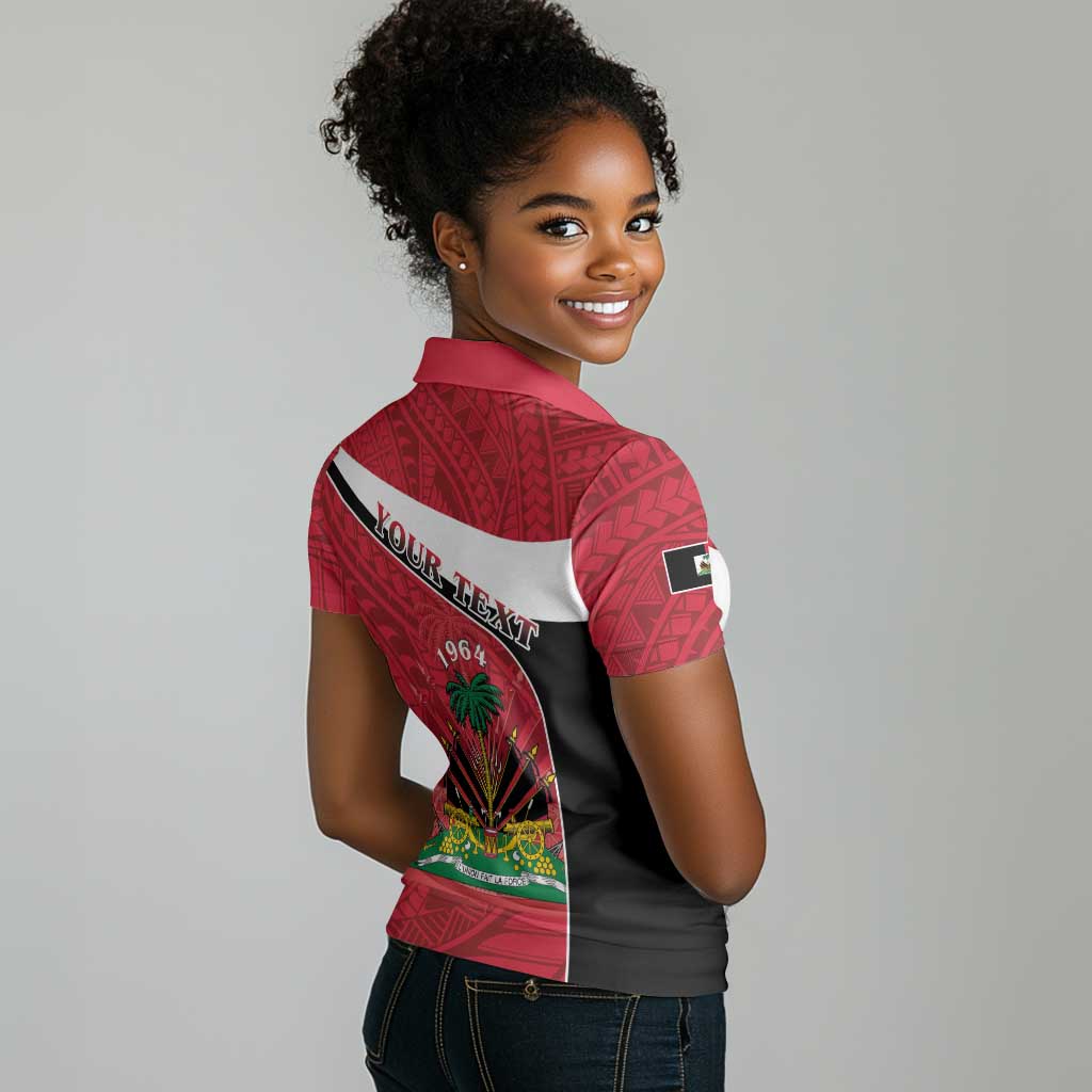 Personalized Haiti 1964 Women Polo Shirt Coat Of Arms - Polynesian Style - African Pride