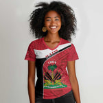 Personalized Haiti 1964 Women V-Neck T-Shirt Coat Of Arms - Polynesian Style - African Pride