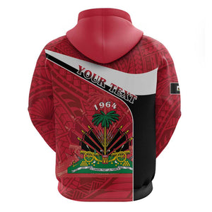 Personalized Haiti 1964 Zip Hoodie Coat Of Arms - Polynesian Style - African Pride