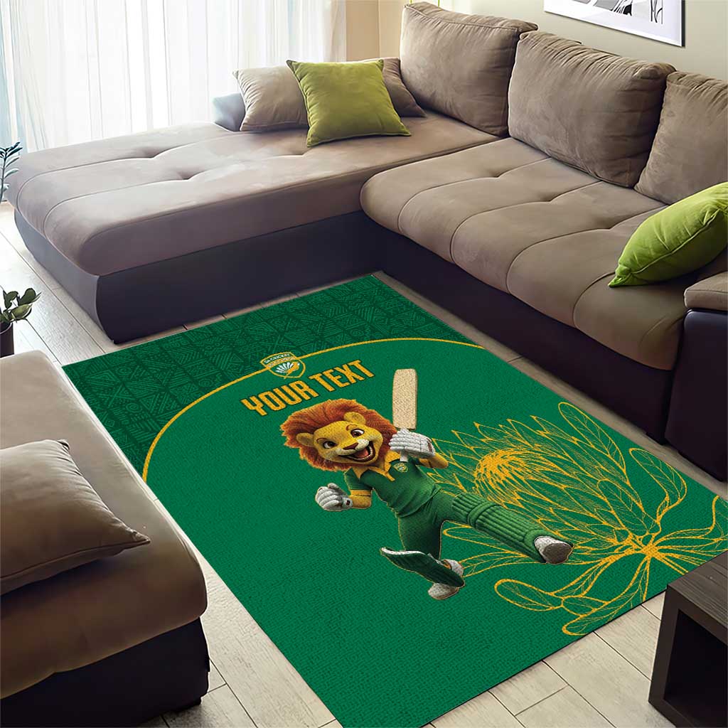 Custom South Africa Area Rug Lion Mascot Proteas Cricket
