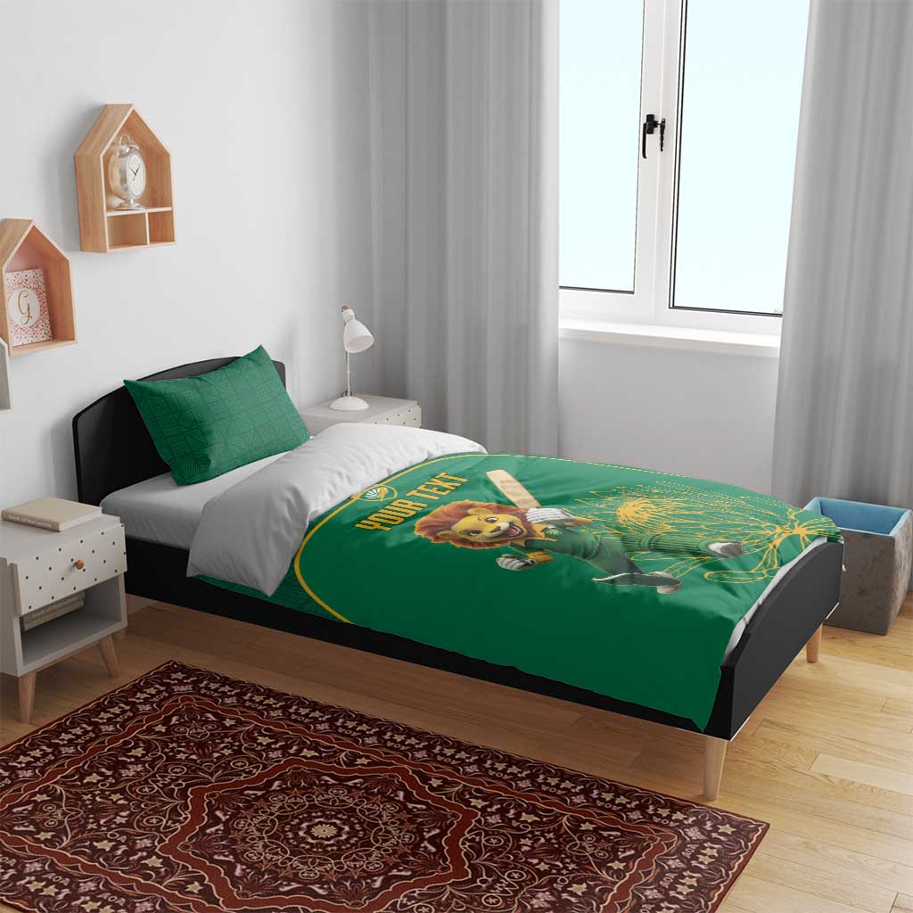 Custom South Africa Bedding Set Lion Mascot Proteas Cricket