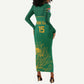 Custom South Africa Long Sleeve Bodycon Dress Lion Mascot Proteas Cricket LT15