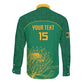 Custom South Africa Long Sleeve Button Shirt Lion Mascot Proteas Cricket