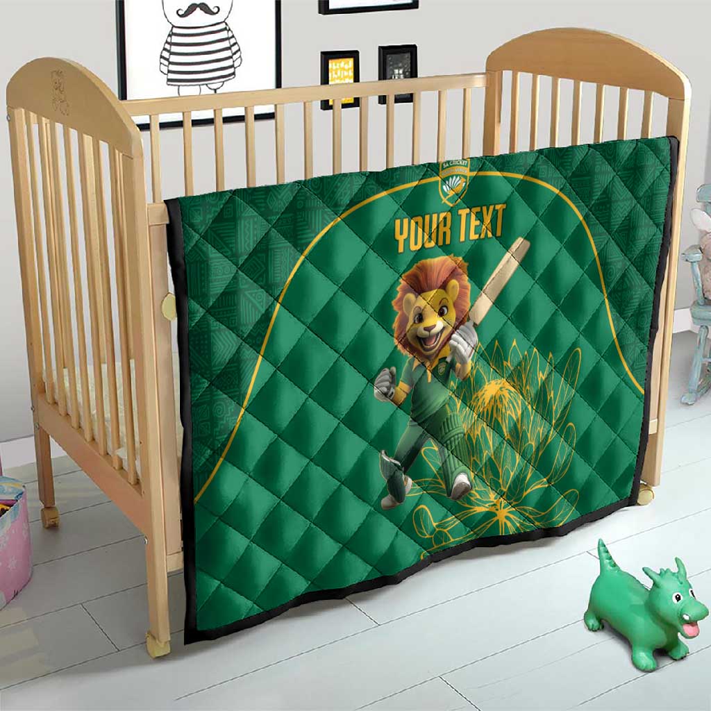 Custom South Africa Quilt Lion Mascot Proteas Cricket