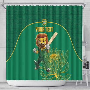 Custom South Africa Shower Curtain Lion Mascot Proteas Cricket