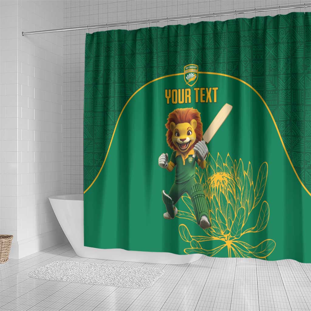 Custom South Africa Shower Curtain Lion Mascot Proteas Cricket