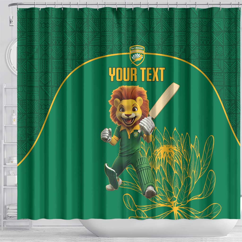 Custom South Africa Shower Curtain Lion Mascot Proteas Cricket