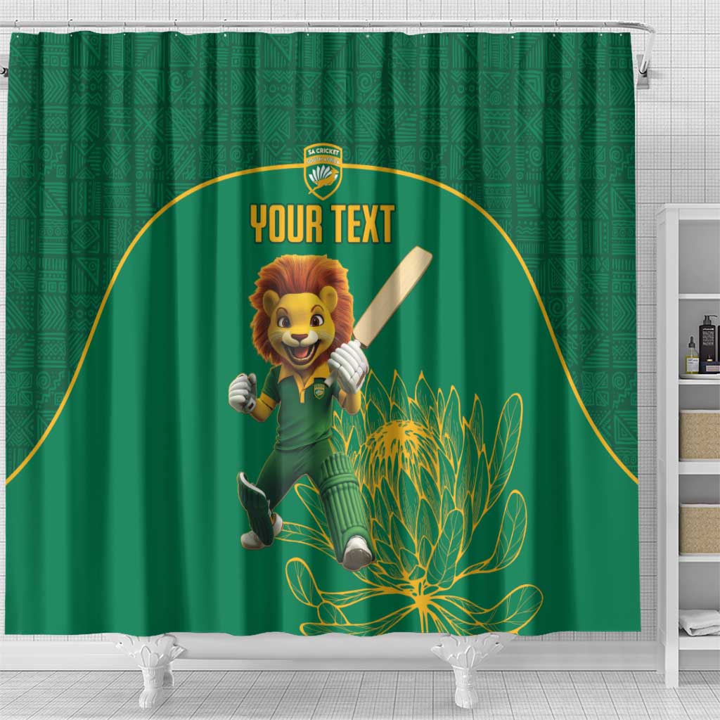 Custom South Africa Shower Curtain Lion Mascot Proteas Cricket