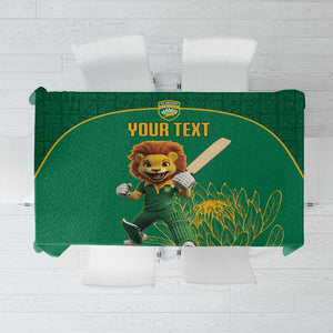 Custom South Africa Tablecloth Lion Mascot Proteas Cricket