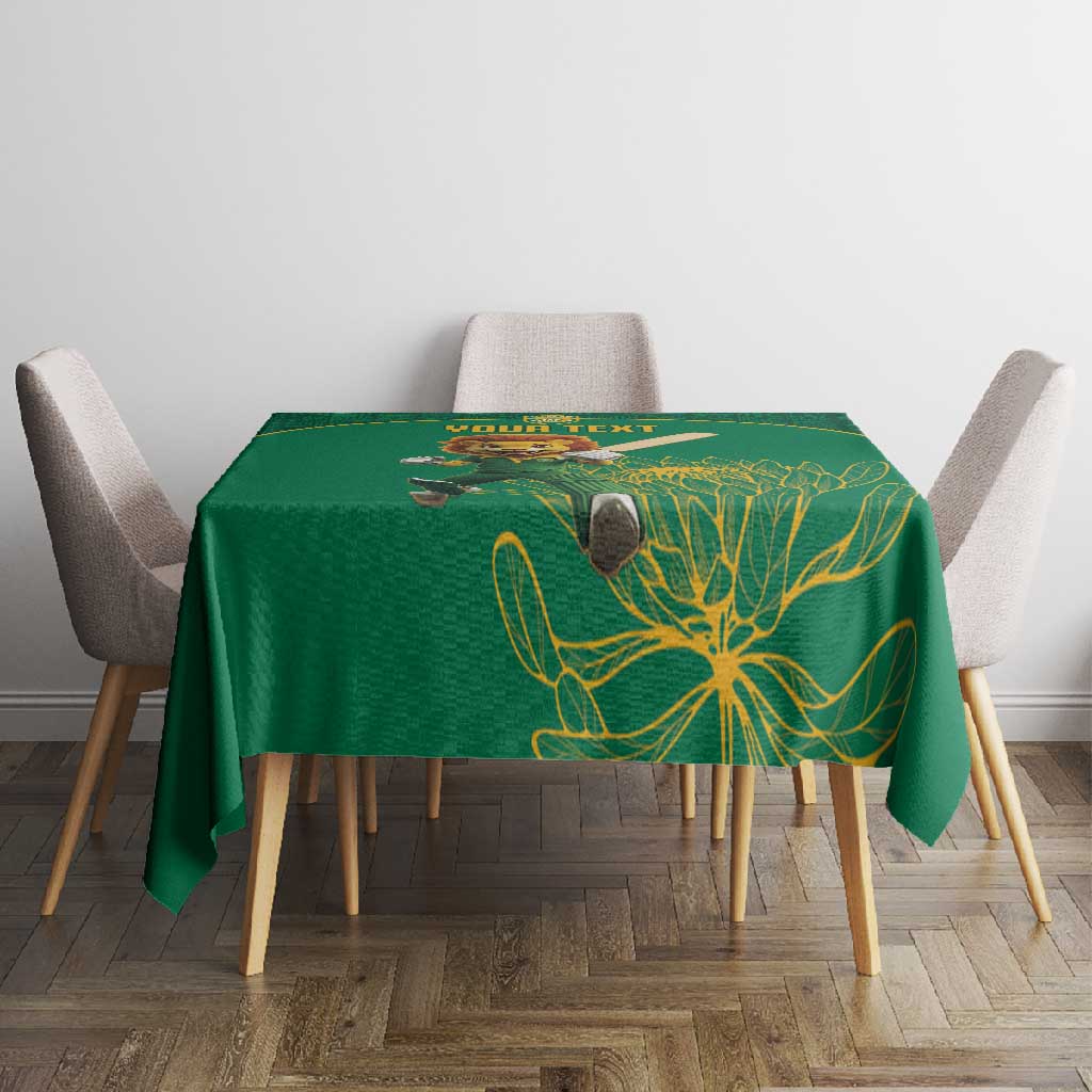 Custom South Africa Tablecloth Lion Mascot Proteas Cricket