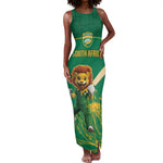 Custom South Africa Tank Maxi Dress Lion Mascot Proteas Cricket