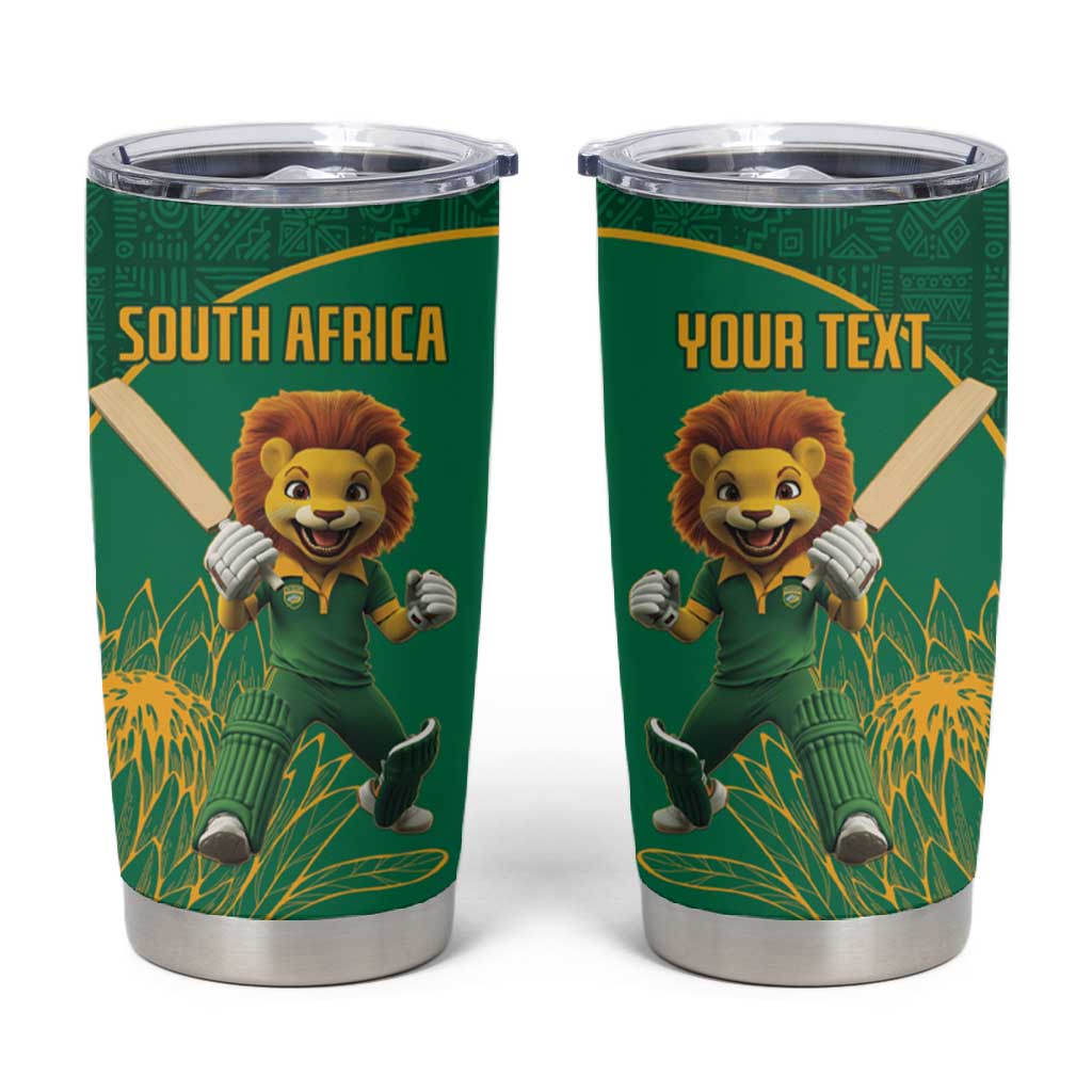 Custom South Africa Tumbler Cup Lion Mascot Proteas Cricket