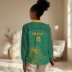 Custom South Africa Women Casual Shirt Lion Mascot Proteas Cricket LT15