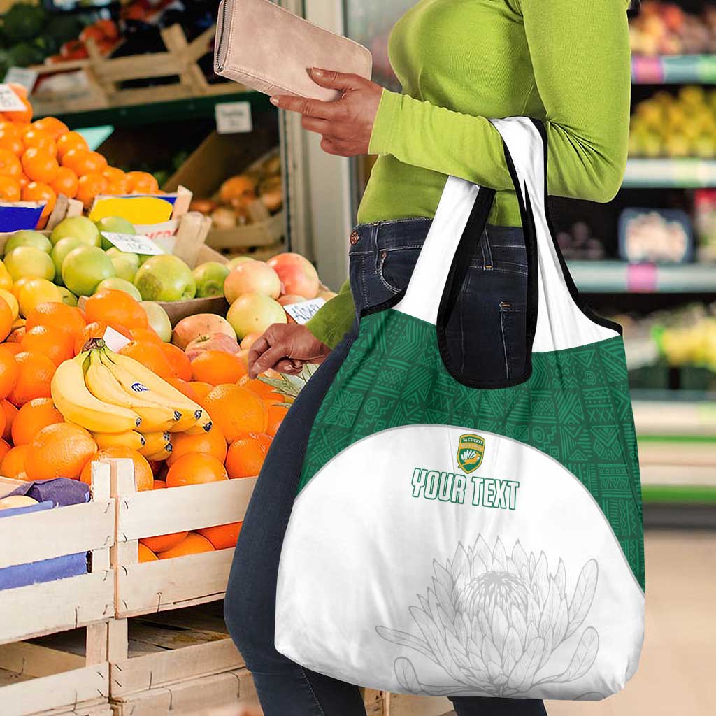 Custom Afro South Africa Cricket Grocery Bag Go Proteas - African Pattern