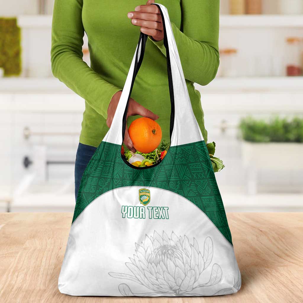Custom Afro South Africa Cricket Grocery Bag Go Proteas - African Pattern