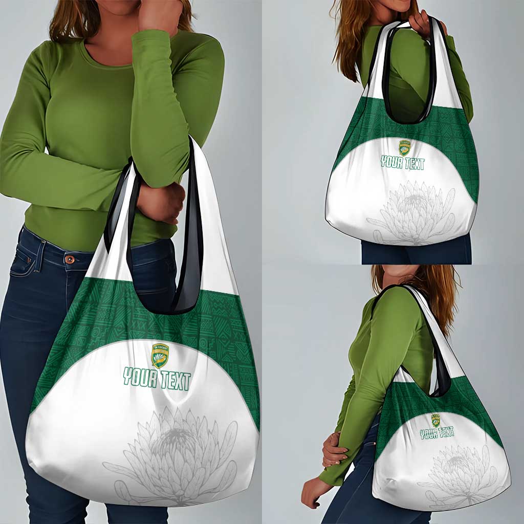 Custom Afro South Africa Cricket Grocery Bag Go Proteas - African Pattern