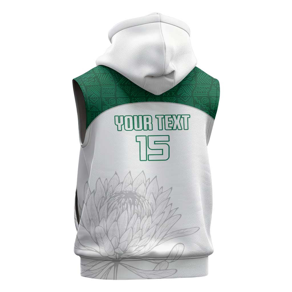 Custom Afro South Africa Cricket Sleeveless Hoodie Go Proteas - African Pattern - African Pride