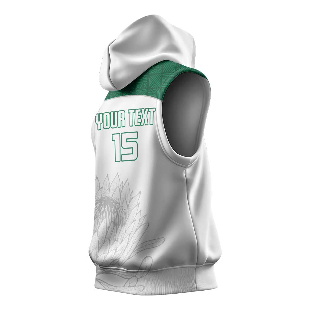 Custom Afro South Africa Cricket Sleeveless Hoodie Go Proteas - African Pattern - African Pride