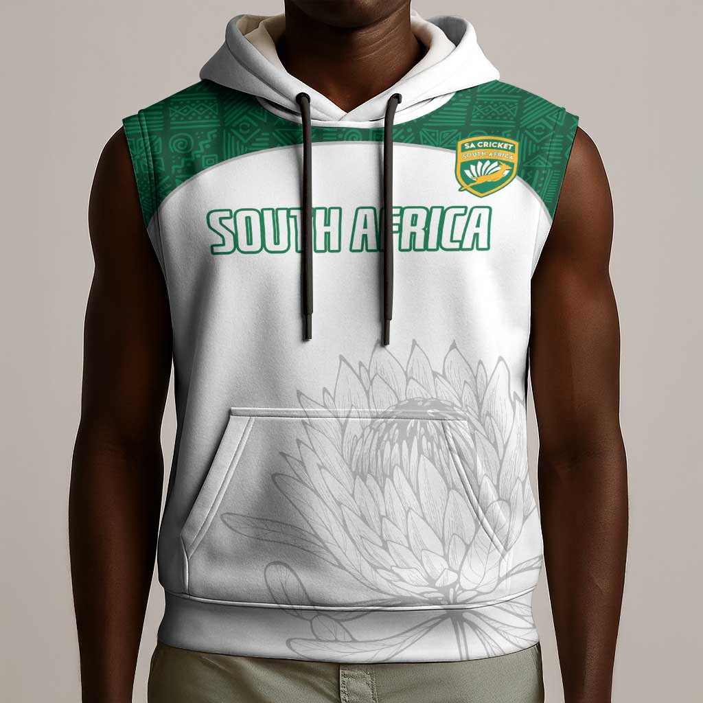 Custom Afro South Africa Cricket Sleeveless Hoodie Go Proteas - African Pattern - African Pride