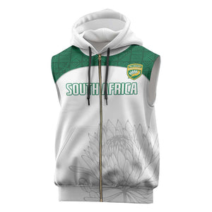 Custom Afro South Africa Cricket Sleeveless Zip Hoodie Go Proteas - African Pattern - African Pride