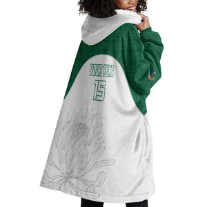Custom Afro South Africa Cricket Wearable Blanket Hoodie Go Proteas - African Pattern