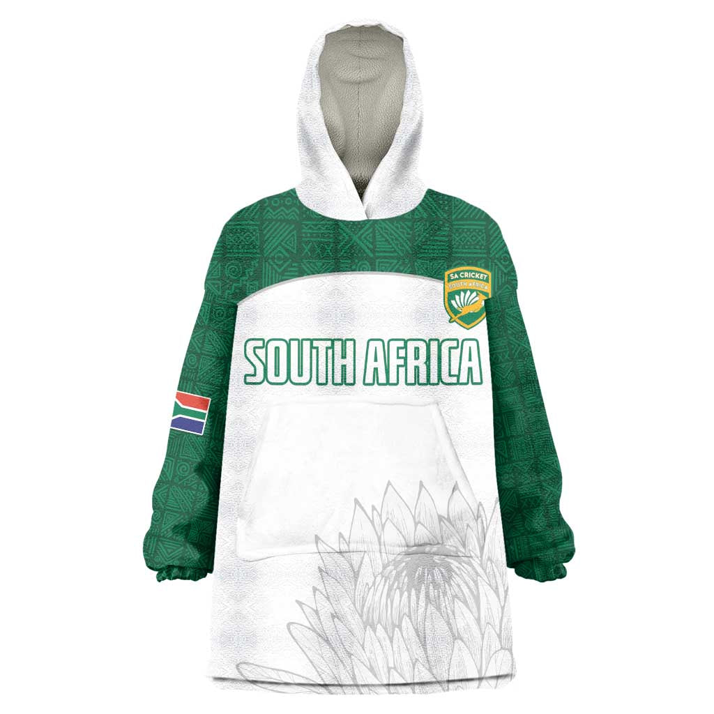 Custom Afro South Africa Cricket Wearable Blanket Hoodie Go Proteas - African Pattern